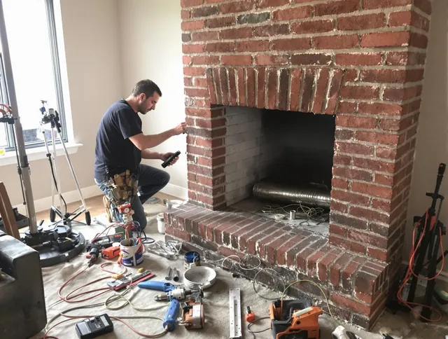Indian Trail Chimney Sweep specialist finalizing chimney liner service in Indian Trail, NC