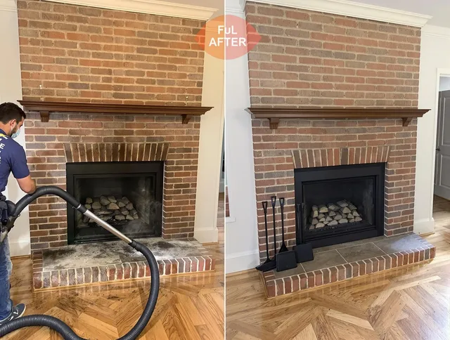 Indian Trail Chimney Sweep carefully sanitizing a fireplace in Indian Trail, NC