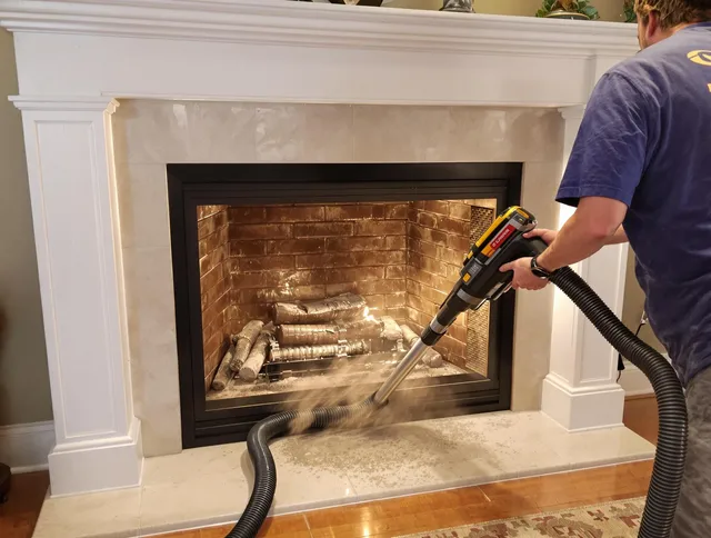 Fireplace cleaning performed by Indian Trail Chimney Sweep in Indian Trail, NC